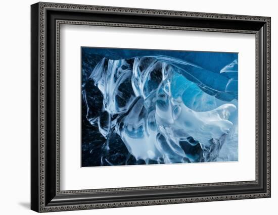 Ice cave beneath the Breidemerkurjokull glacier, Iceland-David Noton-Framed Photographic Print