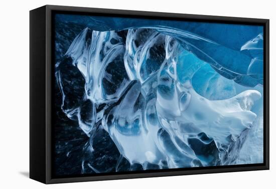 Ice cave beneath the Breidemerkurjokull glacier, Iceland-David Noton-Framed Premier Image Canvas