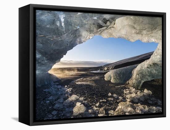 Ice Cave in the Glacier Breidamerkurjokull in Vatnajokull National Park. Entrance to the Ice Cave-Martin Zwick-Framed Premier Image Canvas