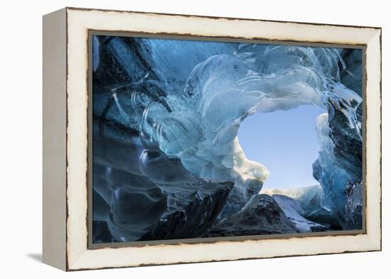 Ice Cave in the Glacier Breidamerkurjokull in Vatnajokull National Park. Entrance to the Ice Cave-Martin Zwick-Framed Premier Image Canvas