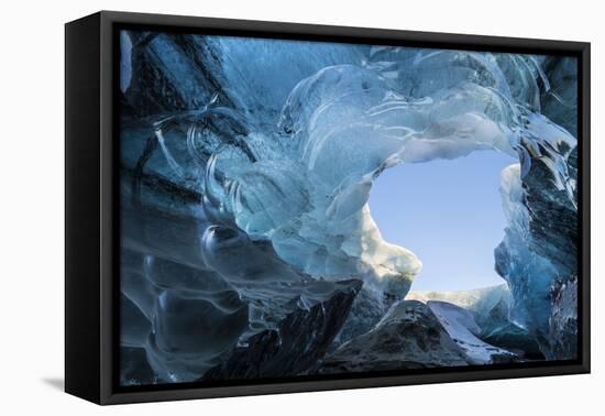 Ice Cave in the Glacier Breidamerkurjokull in Vatnajokull National Park. Entrance to the Ice Cave-Martin Zwick-Framed Premier Image Canvas