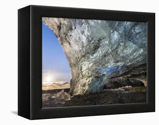 Ice Cave in the Glacier Breidamerkurjokull in Vatnajokull National Park. Entrance to the Ice Cave-Martin Zwick-Framed Premier Image Canvas