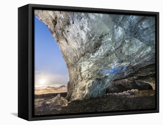 Ice Cave in the Glacier Breidamerkurjokull in Vatnajokull National Park. Entrance to the Ice Cave-Martin Zwick-Framed Premier Image Canvas