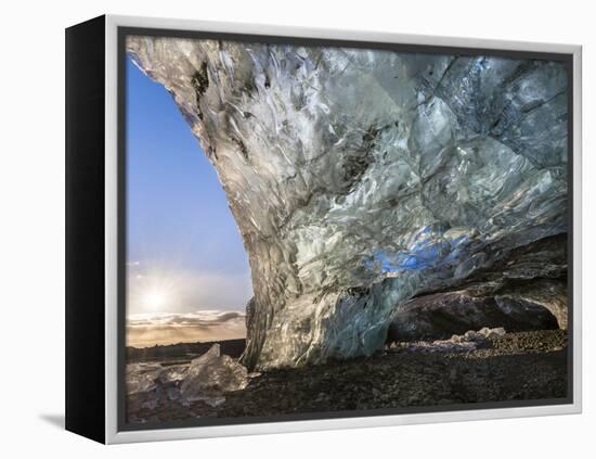 Ice Cave in the Glacier Breidamerkurjokull in Vatnajokull National Park. Entrance to the Ice Cave-Martin Zwick-Framed Premier Image Canvas