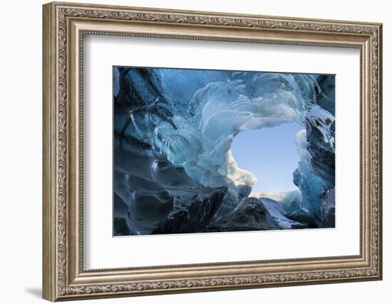 Ice Cave in the Glacier Breidamerkurjokull in Vatnajokull National Park. Entrance to the Ice Cave-Martin Zwick-Framed Photographic Print