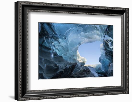 Ice Cave in the Glacier Breidamerkurjokull in Vatnajokull National Park. Entrance to the Ice Cave-Martin Zwick-Framed Photographic Print