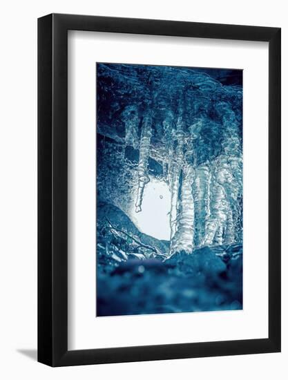 ice cave with icicles in the back light, Baden-Wurttemberg, Germany [M]-Michael Hartmann-Framed Photographic Print