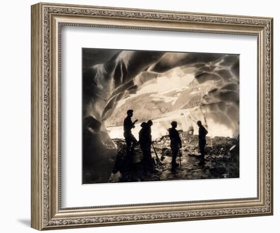 Ice Cave with Party, Mount Rainier, Undated-Asahel Curtis-Framed Premium Giclee Print