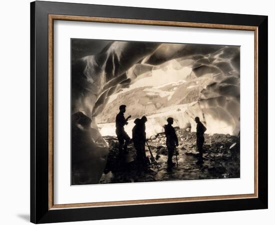 Ice Cave with Party, Mount Rainier, Undated-Asahel Curtis-Framed Giclee Print