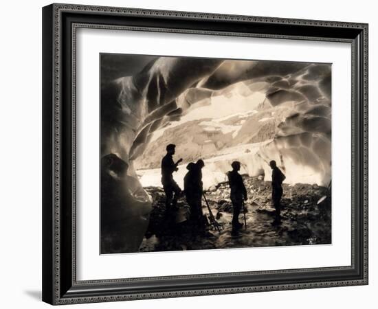 Ice Cave with Party, Mount Rainier, Undated-Asahel Curtis-Framed Giclee Print