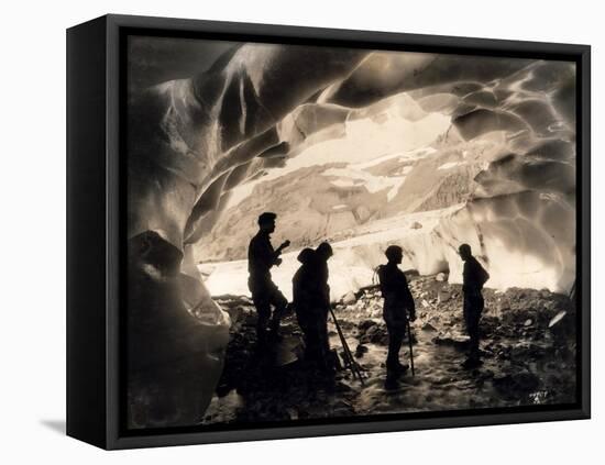 Ice Cave with Party, Mount Rainier, Undated-Asahel Curtis-Framed Premier Image Canvas