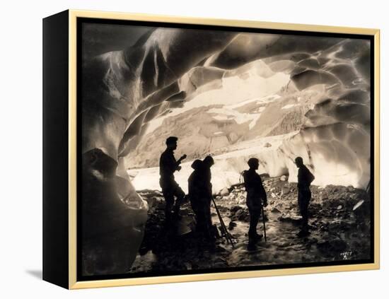 Ice Cave with Party, Mount Rainier, Undated-Asahel Curtis-Framed Premier Image Canvas