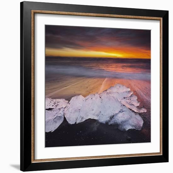 Ice Chunks on the Beach Next to Glacial River Lagoon Jškuls‡rlon (Lake), East Iceland, Iceland-Rainer Mirau-Framed Photographic Print