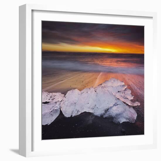 Ice Chunks on the Beach Next to Glacial River Lagoon Jškuls‡rlon (Lake), East Iceland, Iceland-Rainer Mirau-Framed Photographic Print