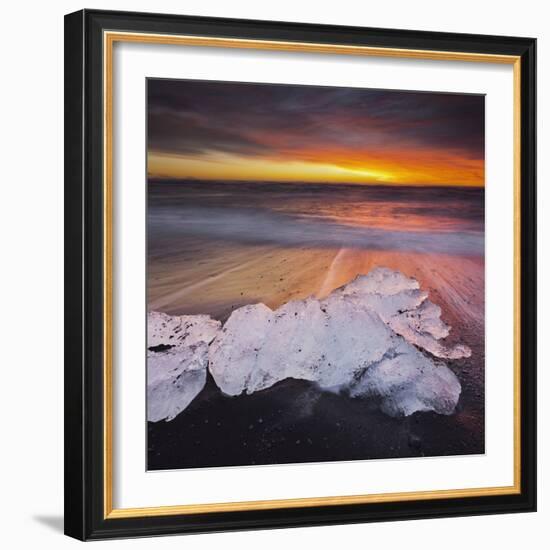 Ice Chunks on the Beach Next to Glacial River Lagoon Jškuls‡rlon (Lake), East Iceland, Iceland-Rainer Mirau-Framed Photographic Print