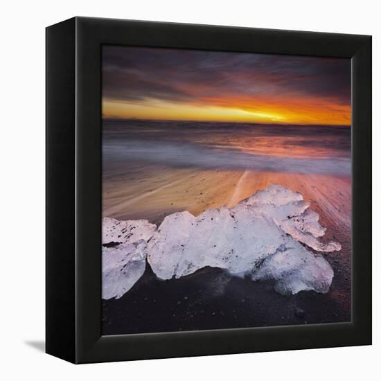 Ice Chunks on the Beach Next to Glacial River Lagoon Jškuls‡rlon (Lake), East Iceland, Iceland-Rainer Mirau-Framed Premier Image Canvas