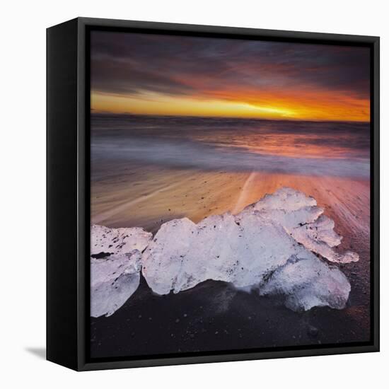 Ice Chunks on the Beach Next to Glacial River Lagoon Jškuls‡rlon (Lake), East Iceland, Iceland-Rainer Mirau-Framed Premier Image Canvas