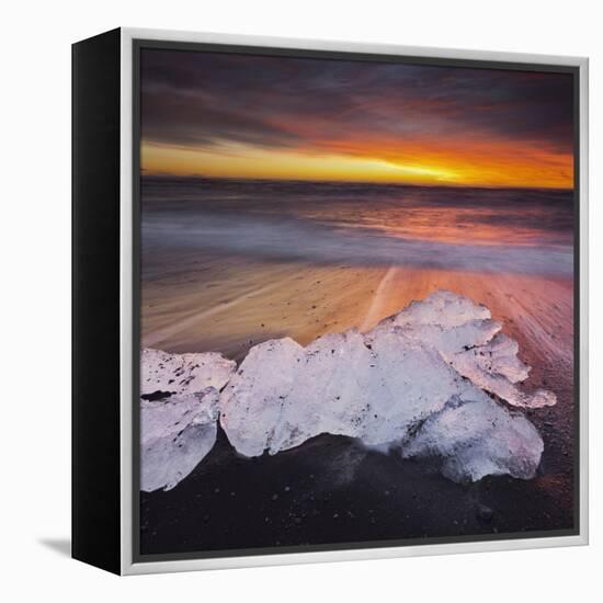 Ice Chunks on the Beach Next to Glacial River Lagoon Jškuls‡rlon (Lake), East Iceland, Iceland-Rainer Mirau-Framed Premier Image Canvas