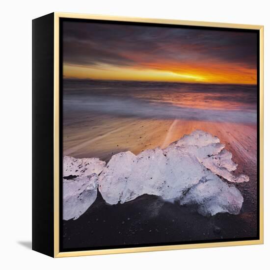 Ice Chunks on the Beach Next to Glacial River Lagoon Jškuls‡rlon (Lake), East Iceland, Iceland-Rainer Mirau-Framed Premier Image Canvas