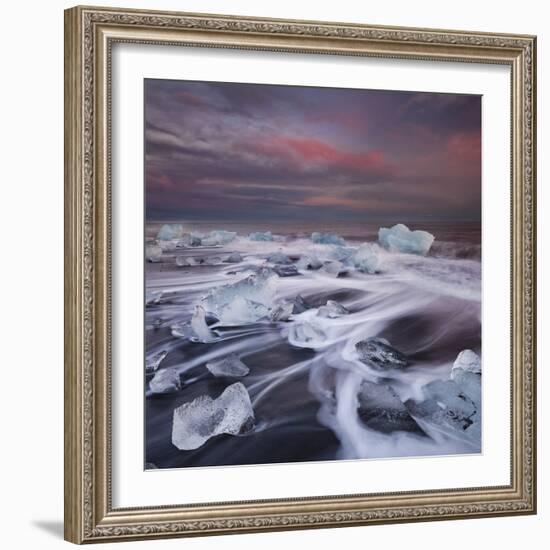 Ice Chunks on the Beach Next to Glacial River Lagoon Jškuls‡rlon (Lake), East Iceland, Iceland-Rainer Mirau-Framed Photographic Print