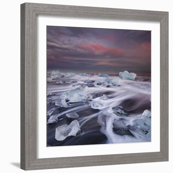 Ice Chunks on the Beach Next to Glacial River Lagoon Jškuls‡rlon (Lake), East Iceland, Iceland-Rainer Mirau-Framed Photographic Print