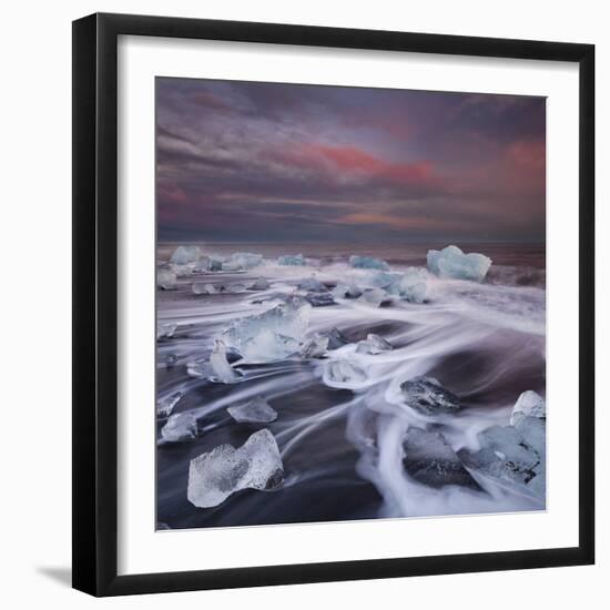 Ice Chunks on the Beach Next to Glacial River Lagoon Jškuls‡rlon (Lake), East Iceland, Iceland-Rainer Mirau-Framed Photographic Print