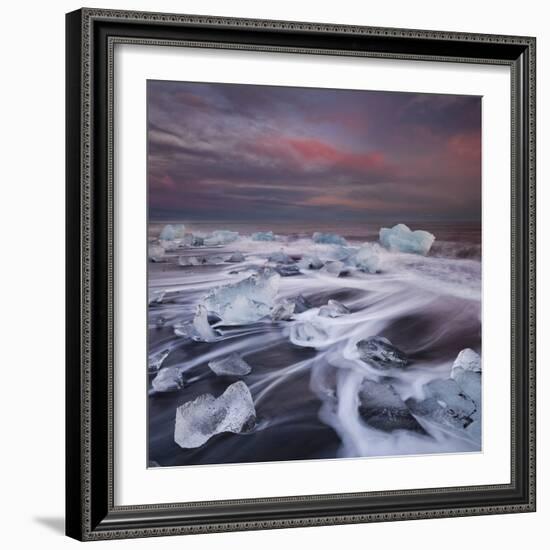 Ice Chunks on the Beach Next to Glacial River Lagoon Jškuls‡rlon (Lake), East Iceland, Iceland-Rainer Mirau-Framed Photographic Print