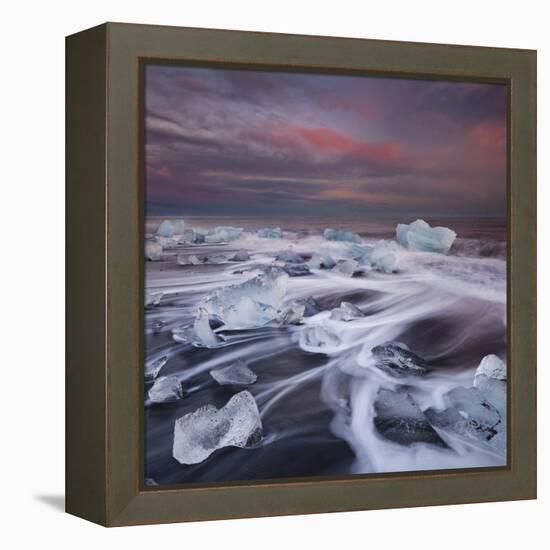 Ice Chunks on the Beach Next to Glacial River Lagoon Jškuls‡rlon (Lake), East Iceland, Iceland-Rainer Mirau-Framed Premier Image Canvas