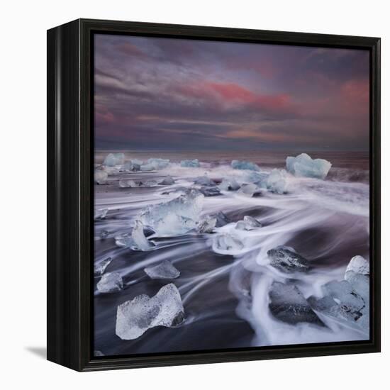 Ice Chunks on the Beach Next to Glacial River Lagoon Jškuls‡rlon (Lake), East Iceland, Iceland-Rainer Mirau-Framed Premier Image Canvas