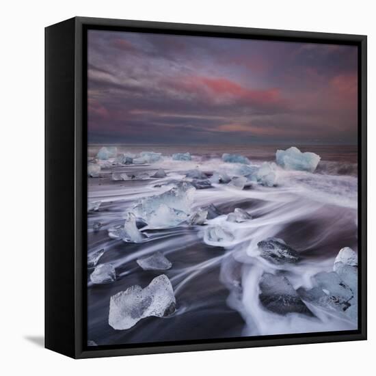 Ice Chunks on the Beach Next to Glacial River Lagoon Jškuls‡rlon (Lake), East Iceland, Iceland-Rainer Mirau-Framed Premier Image Canvas