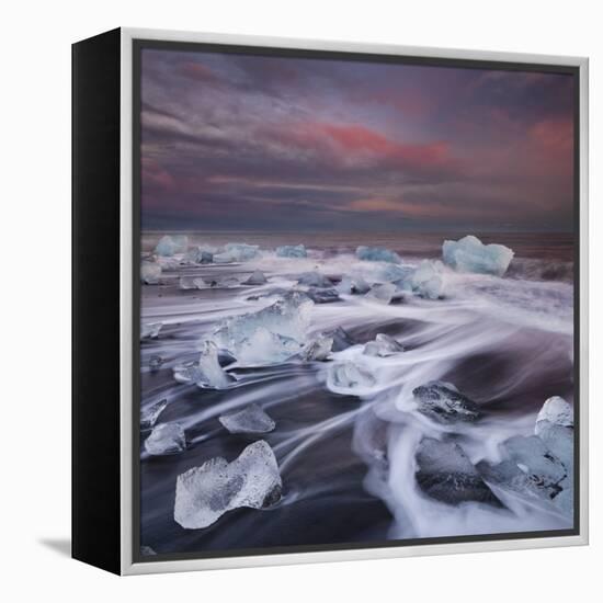 Ice Chunks on the Beach Next to Glacial River Lagoon Jškuls‡rlon (Lake), East Iceland, Iceland-Rainer Mirau-Framed Premier Image Canvas