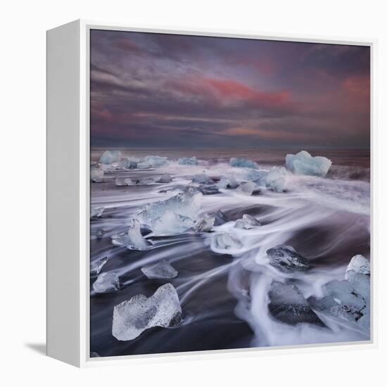 Ice Chunks on the Beach Next to Glacial River Lagoon Jškuls‡rlon (Lake), East Iceland, Iceland-Rainer Mirau-Framed Premier Image Canvas