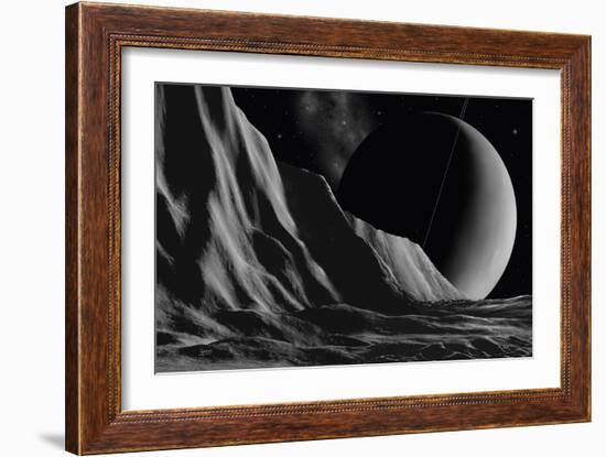 Ice Cliffs Of Miranda - Noir-David A Hardy-Framed Giclee Print