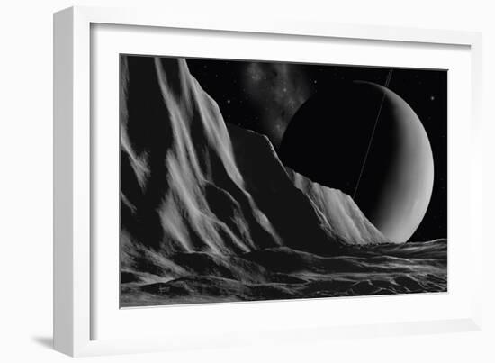 Ice Cliffs Of Miranda - Noir-David A Hardy-Framed Giclee Print