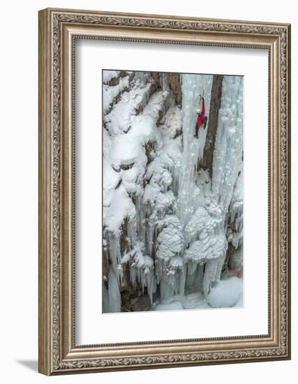 Ice Climber Ascending at Ouray Ice Park, Colorado-Howie Garber-Framed Photographic Print