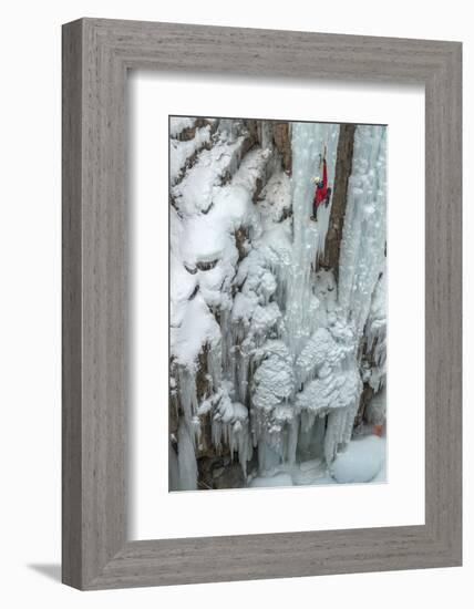 Ice Climber Ascending at Ouray Ice Park, Colorado-Howie Garber-Framed Photographic Print