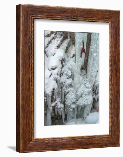 Ice Climber Ascending at Ouray Ice Park, Colorado-Howie Garber-Framed Photographic Print