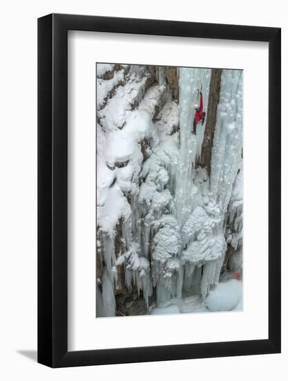 Ice Climber Ascending at Ouray Ice Park, Colorado-Howie Garber-Framed Photographic Print