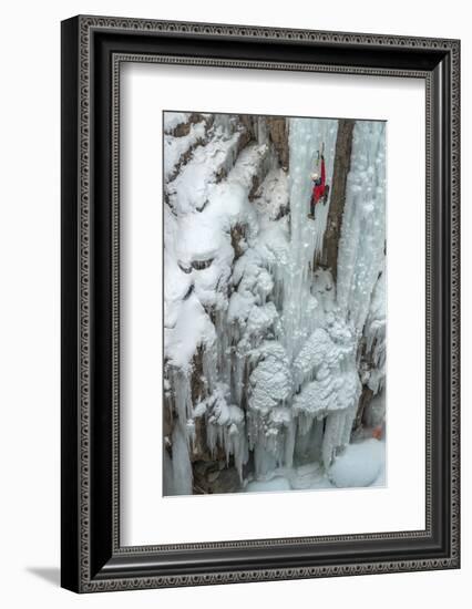 Ice Climber Ascending at Ouray Ice Park, Colorado-Howie Garber-Framed Photographic Print