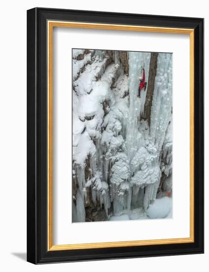 Ice Climber Ascending at Ouray Ice Park, Colorado-Howie Garber-Framed Photographic Print