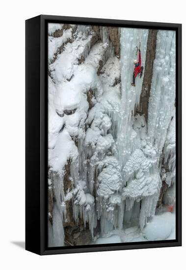 Ice Climber Ascending at Ouray Ice Park, Colorado-Howie Garber-Framed Premier Image Canvas