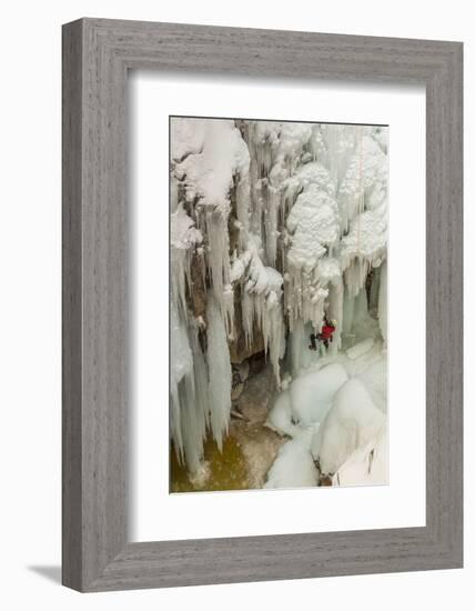 Ice Climber Ascending at Ouray Ice Park, Colorado-Howie Garber-Framed Photographic Print