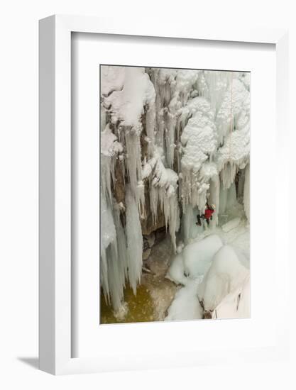 Ice Climber Ascending at Ouray Ice Park, Colorado-Howie Garber-Framed Photographic Print