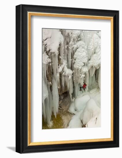 Ice Climber Ascending at Ouray Ice Park, Colorado-Howie Garber-Framed Photographic Print