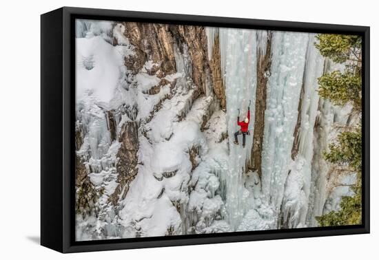 Ice Climber Ascending at Ouray Ice Park, Colorado-Howie Garber-Framed Premier Image Canvas