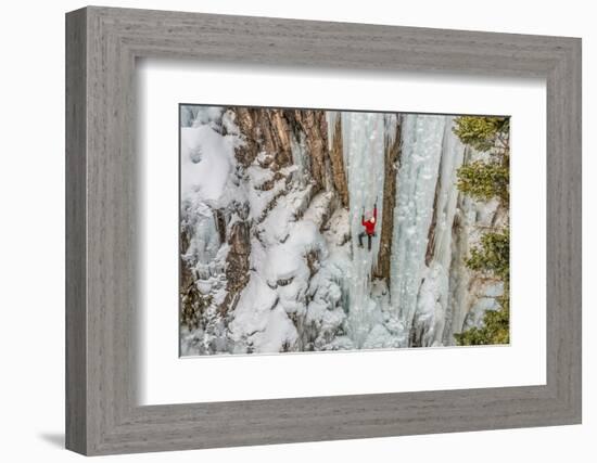 Ice Climber Ascending at Ouray Ice Park, Colorado-Howie Garber-Framed Photographic Print