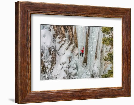 Ice Climber Ascending at Ouray Ice Park, Colorado-Howie Garber-Framed Photographic Print