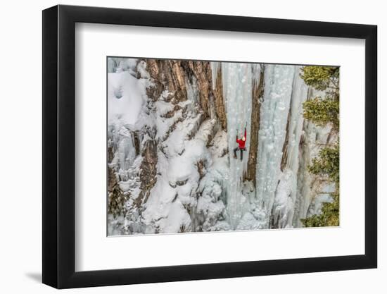 Ice Climber Ascending at Ouray Ice Park, Colorado-Howie Garber-Framed Photographic Print