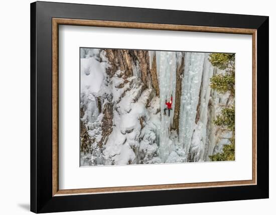 Ice Climber Ascending at Ouray Ice Park, Colorado-Howie Garber-Framed Photographic Print