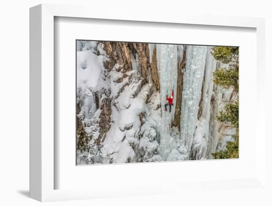 Ice Climber Ascending at Ouray Ice Park, Colorado-Howie Garber-Framed Photographic Print